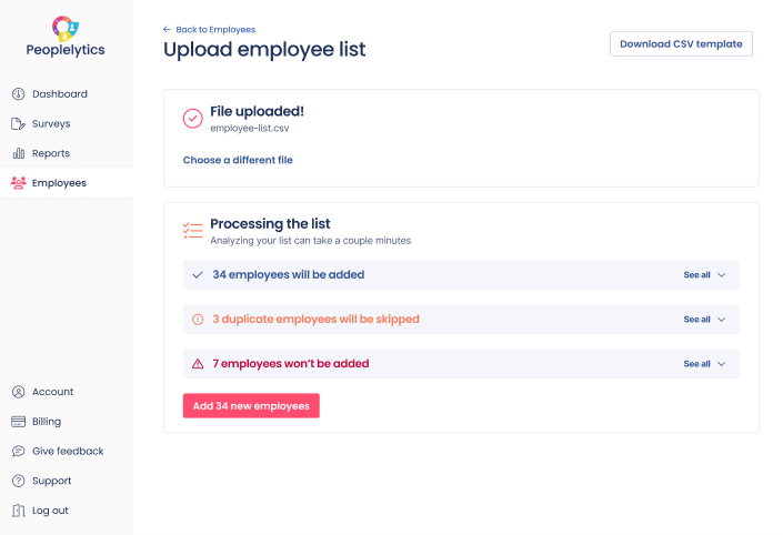 Peoplelytics employee management screen