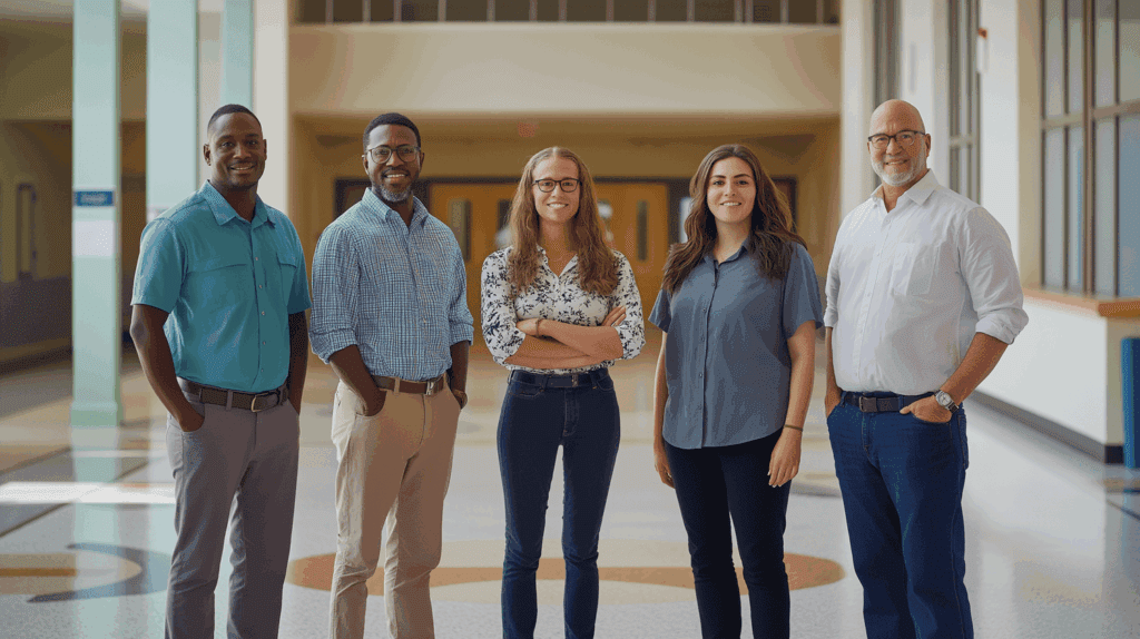 Group of colleagues in school setting