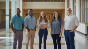 Group of colleagues in school setting