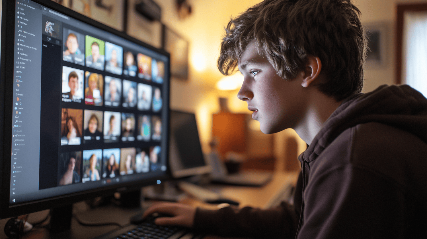 Remote employee on a meeting with colleagues