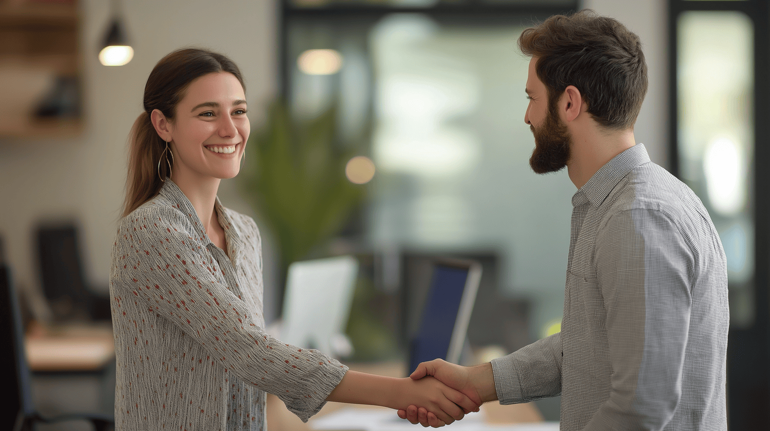 Worker shaking hands with their manager