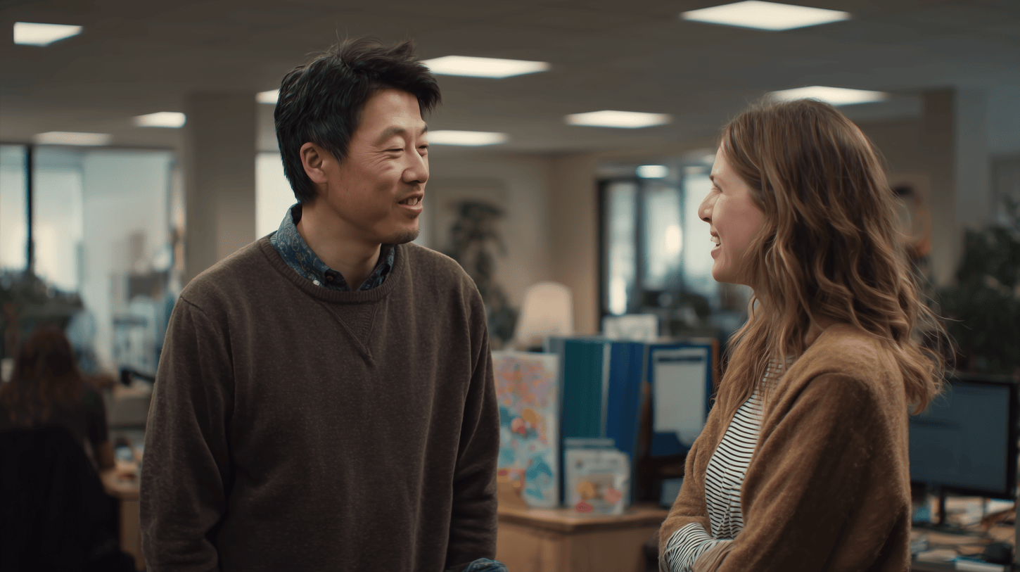 Employees talking together in the office