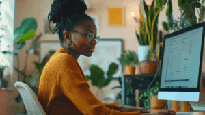 Woman working on her computer
