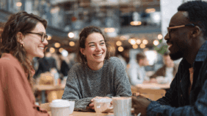 Colleagues getting coffee together