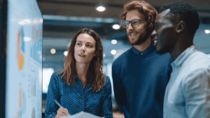 Colleagues reviewing a powerpoint together