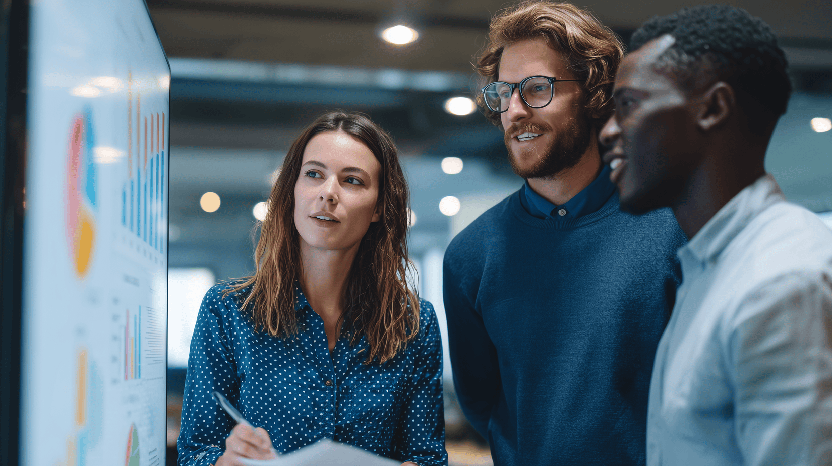 Colleagues reviewing a powerpoint together
